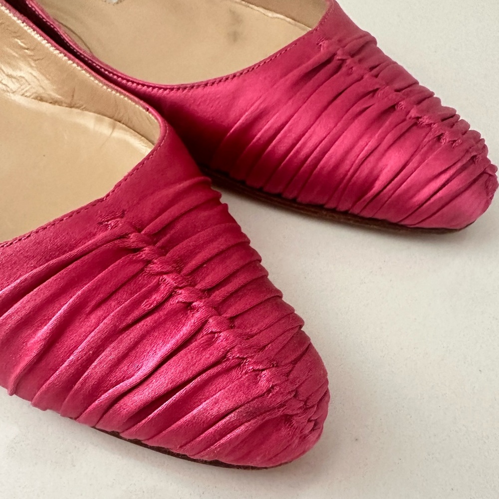 Manolo Blahnik Raspberry Dark Pink Satin Ballet Flats Size EU 35.5 - Picture 3 of 12